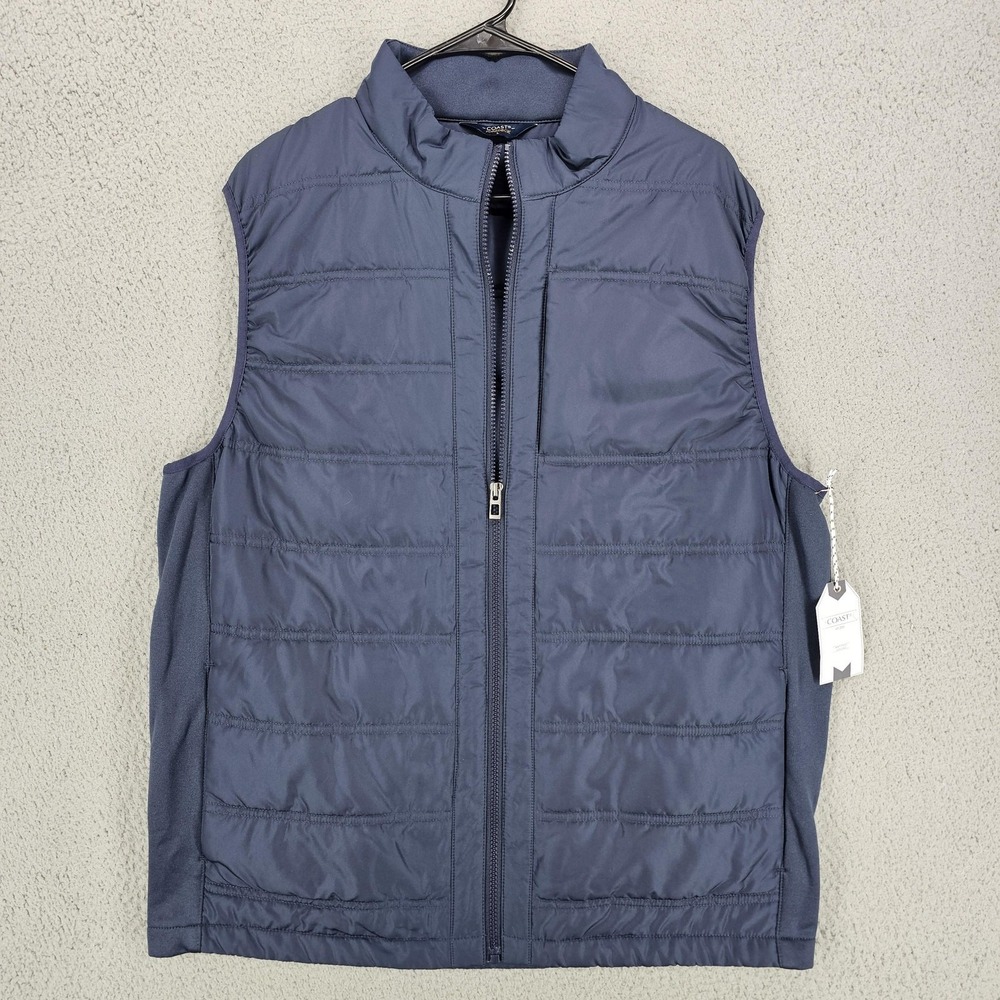 Coast Foredeck Vest Mens Large‎ Navy Quilted Puffer Full Zip Pocket Polyester